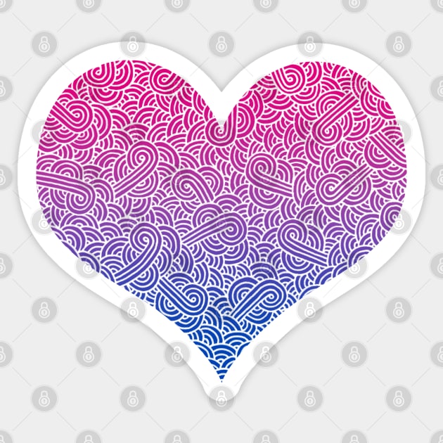 Ombré bisexuality colours and white swirls doodles heart Sticker by Savousepate